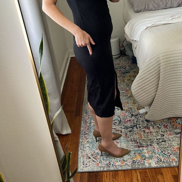 Open Edit Cut Out Sleeveless Midi Dress Black Size Large - Picture 4 of 8